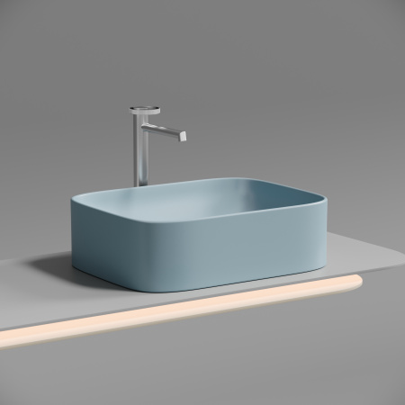 Раковина из сантехнического фарфора Ceramica Nova ELEMENT CN6052ML 51х38 накладная цвет голубой матовый без отверстий под смеситель